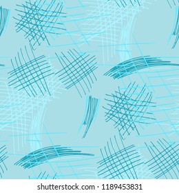Various Pencil Hatches. Seamless Texture with chaotic Hand Drawn Lines. Trendy Background for Cloth, Dress, Linen. Vertical, Horizontal and Diagonal Strokes. Grunge Vector Texture