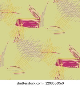 Various Pencil Hatches. Seamless Texture with chaotic Hand Drawn Lines. Vintage Background for Chintz, Print, Underwear. Vertical, Horizontal and Diagonal Strokes. Grunge Vector Texture