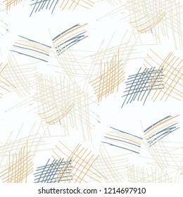 Various Pencil Hatches. Seamless Texture with chaotic Hand Drawn Lines. Modern Background for Calico, Paper, Print. Vertical, Horizontal and Diagonal Strokes. Grunge Vector Texture