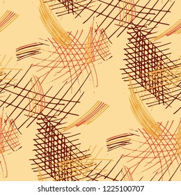 Various Pencil Hatches. Seamless Texture with chaotic Hand Drawn Lines. Vintage Background for Textile, Paper, Fabric. Vertical, Horizontal and Diagonal Strokes. Grunge Vector Texture