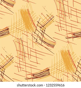 Various Pencil Hatches. Seamless Texture with chaotic Hand Drawn Lines. Modern Background for Calico, Fabric, Print. Vertical, Horizontal and Diagonal Strokes. Grunge Vector Texture