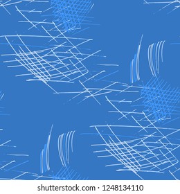 Various Pencil Hatches. Seamless Texture with chaotic Hand Drawn Lines. Retro Background for Textile, Paper, Fabric. Vertical, Horizontal and Diagonal Strokes. Grunge Vector Texture