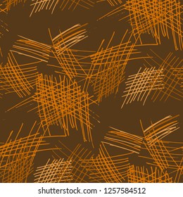 Various Pencil Hatches. Seamless Texture with chaotic Hand Drawn Lines. Vintage Background for Cloth, Dress, Tablecloth. Vertical, Horizontal and Diagonal Strokes. Grunge Vector Texture