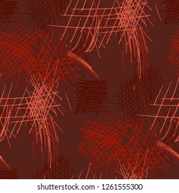 Various Pencil Hatches. Seamless Texture with chaotic Hand Drawn Lines. Modern Background for Print, Wallpaper, Swimwear. Vertical, Horizontal and Diagonal Strokes. Grunge Vector Texture
