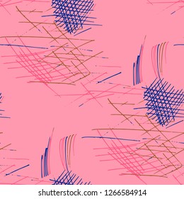 Various Pencil Hatches. Seamless Texture with chaotic Hand Drawn Lines. Vintage Background for Textile, Paper, Print. Vertical, Horizontal and Diagonal Strokes. Grunge Vector Texture