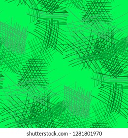 Various Pencil Hatches. Seamless Texture with chaotic Hand Drawn Lines. Modern Background for Chintz, Wallpaper, Swimwear. Vertical, Horizontal and Diagonal Strokes. Grunge Vector Texture