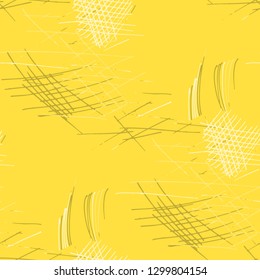 Various Pencil Hatches. Seamless Texture with chaotic Hand Drawn Lines. Retro Background for Chintz, Print, Underwear. Vertical, Horizontal and Diagonal Strokes. Grunge Vector Texture