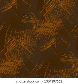Various Pencil Hatches. Seamless Texture with chaotic Hand Drawn Lines. Vintage Background for Textile, Paper, Print. Vertical, Horizontal and Diagonal Strokes. Grunge Vector Texture