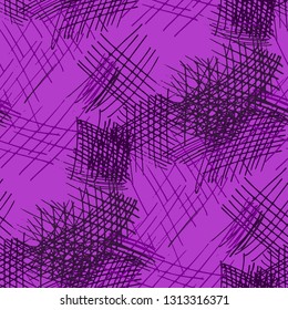 Various Pencil Hatches. Seamless Texture with chaotic Hand Drawn Lines. Modern Background for Paper, Wallpaper, Linen. Vertical, Horizontal and Diagonal Strokes. Grunge Vector Texture