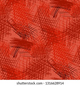 Various Pencil Hatches. Seamless Texture with chaotic Hand Drawn Lines. Modern Background for Cloth, Wallpaper, Linen. Vertical, Horizontal and Diagonal Strokes. Grunge Vector Texture