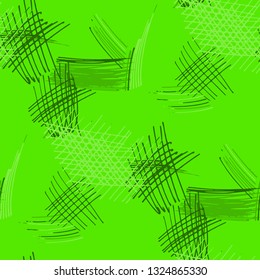 Various Pencil Hatches. Seamless Texture with chaotic Hand Drawn Lines. Modern Background for Print, Wallpaper, Swimwear. Vertical, Horizontal and Diagonal Strokes. Grunge Vector Texture