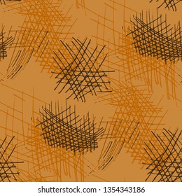 Various Pencil Hatches. Seamless Texture with chaotic Hand Drawn Lines. Vintage Background for Calico, Paper, Print. Vertical, Horizontal and Diagonal Strokes. Grunge Vector Texture