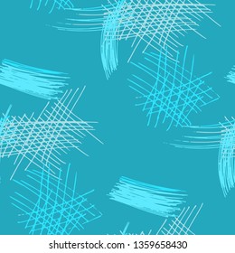 Various Pencil Hatches. Seamless Texture with chaotic Hand Drawn Lines. Vintage Background for Curtain, Dress, Tablecloth. Vertical, Horizontal and Diagonal Strokes. Grunge Vector Texture