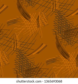 Various Pencil Hatches. Seamless Texture with chaotic Hand Drawn Lines. Modern Background for Chintz, Wallpaper, Swimwear. Vertical, Horizontal and Diagonal Strokes. Grunge Vector Texture