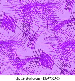Various Pencil Hatches. Seamless Texture with chaotic Hand Drawn Lines. Vintage Background for Chintz, Print, Underwear. Vertical, Horizontal and Diagonal Strokes. Grunge Vector Texture
