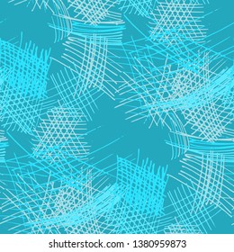 Various Pencil Hatches. Seamless Texture with chaotic Hand Drawn Lines. Modern Background for Cloth, Dress, Tablecloth. Vertical, Horizontal and Diagonal Strokes. Grunge Vector Texture