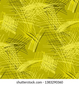 Various Pencil Hatches. Seamless Texture with chaotic Hand Drawn Lines. Vintage Background for Textile, Paper, Print. Vertical, Horizontal and Diagonal Strokes. Grunge Vector Texture