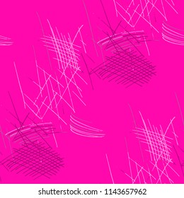 Various Pencil Strokes. Seamless Pattern with chaotic Hand Drawn Lines. Vintage Background for Chintz, Wallpaper, Swimwear. Vertical, Horizontal and Diagonal Strokes. Grunge Vector Texture