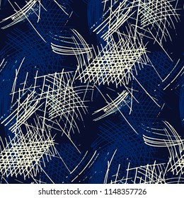Various Pencil Strokes. Seamless Pattern with chaotic Hand Drawn Lines. Vintage Background for Curtain, Shirt, Tablecloth. Vertical, Horizontal and Diagonal Strokes. Grunge Vector Texture
