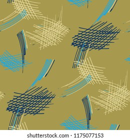 Various Pencil Strokes. Seamless Pattern with chaotic Hand Drawn Lines. Vintage Background for Cloth, Wallpaper, Linen. Vertical, Horizontal and Diagonal Strokes. Grunge Vector Texture