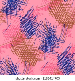 Various Pencil Strokes. Seamless Pattern with chaotic Hand Drawn Lines. Vintage Background for Textile, Paper, Fabric. Vertical, Horizontal and Diagonal Strokes. Grunge Vector Texture