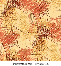 Various Pencil Strokes. Seamless Pattern with chaotic Hand Drawn Lines. Trendy Background for Curtain, Shirt, Fabric. Vertical, Horizontal and Diagonal Strokes. Grunge Vector Texture