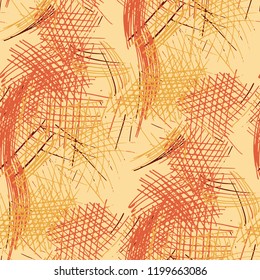 Various Pencil Strokes. Seamless Pattern with chaotic Hand Drawn Lines. Modern Background for Curtain, Shirt, Tablecloth. Vertical, Horizontal and Diagonal Strokes. Grunge Vector Texture