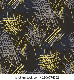 Various Pencil Strokes. Seamless Pattern with chaotic Hand Drawn Lines. Retro Background for Paper, Wallpaper, Linen. Vertical, Horizontal and Diagonal Strokes. Grunge Vector Texture