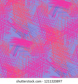 Various Pencil Strokes. Seamless Pattern with chaotic Hand Drawn Lines. Modern Background for Curtain, Shirt, Fabric. Vertical, Horizontal and Diagonal Strokes. Grunge Vector Texture