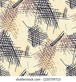 Various Pencil Strokes. Seamless Pattern with chaotic Hand Drawn Lines. Modern Background for Paper, Wallpaper, Linen. Vertical, Horizontal and Diagonal Strokes. Grunge Vector Texture