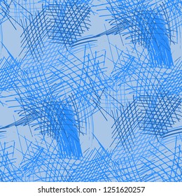 Various Pencil Strokes. Seamless Pattern with chaotic Hand Drawn Lines. Retro Background for Chintz, Print, Swimwear. Vertical, Horizontal and Diagonal Strokes. Grunge Vector Texture