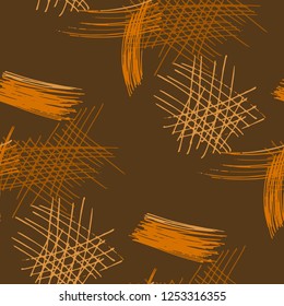 Various Pencil Strokes. Seamless Pattern with chaotic Hand Drawn Lines. Vintage Background for Curtain, Shirt, Fabric. Vertical, Horizontal and Diagonal Strokes. Grunge Vector Texture