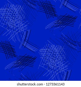 Various Pencil Strokes. Seamless Pattern with chaotic Hand Drawn Lines. Trendy Background for Curtain, Dress, Tablecloth. Vertical, Horizontal and Diagonal Strokes. Grunge Vector Texture