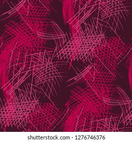 Various Pencil Strokes. Seamless Pattern with chaotic Hand Drawn Lines. Trendy Background for Chintz, Print, Underwear. Vertical, Horizontal and Diagonal Strokes. Grunge Vector Texture