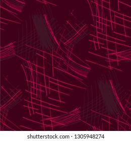 Various Pencil Strokes. Seamless Pattern with chaotic Hand Drawn Lines. Trendy Background for Curtain, Shirt, Tablecloth. Vertical, Horizontal and Diagonal Strokes. Grunge Vector Texture