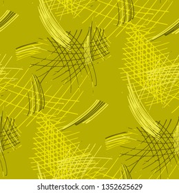 Various Pencil Strokes. Seamless Pattern with chaotic Hand Drawn Lines. Modern Background for Chintz, Print, Swimwear. Vertical, Horizontal and Diagonal Strokes. Grunge Vector Texture