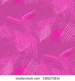 Various Pencil Strokes. Seamless Pattern with chaotic Hand Drawn Lines. Trendy Background for Cloth, Dress, Tablecloth. Vertical, Horizontal and Diagonal Strokes. Grunge Vector Texture