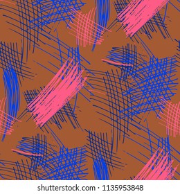 Various Pencil Strokes. Seamless Texture with chaotic Hand Drawn Lines. Trendy Background for Paper, Print, Underwear. Vertical, Horizontal and Diagonal Strokes. Grunge Vector Texture