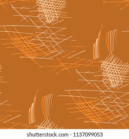 Various Pencil Strokes. Seamless Texture with chaotic Hand Drawn Lines. Modern Background for Print, Wallpaper, Swimwear. Vertical, Horizontal and Diagonal Strokes. Grunge Vector Texture