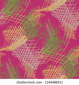 Various Pencil Strokes. Seamless Texture with chaotic Hand Drawn Lines. Trendy Background for Textile, Shirt, Fabric. Vertical, Horizontal and Diagonal Strokes. Grunge Vector Texture