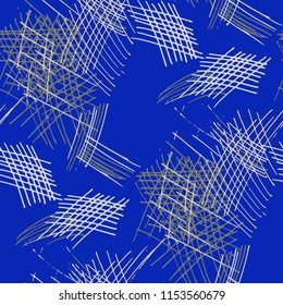 Various Pencil Strokes. Seamless Texture with chaotic Hand Drawn Lines. Vintage Background for Chintz, Print, Swimwear. Vertical, Horizontal and Diagonal Strokes. Grunge Vector Texture