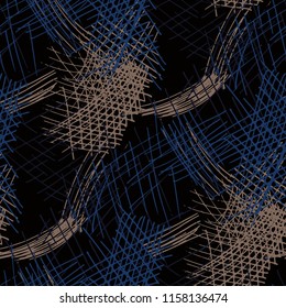 Various Pencil Strokes. Seamless Texture with chaotic Hand Drawn Lines. Vintage Background for Paper, Wallpaper, Linen. Vertical, Horizontal and Diagonal Strokes. Grunge Vector Texture