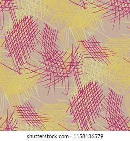 Various Pencil Strokes. Seamless Texture with chaotic Hand Drawn Lines. Vintage Background for Chintz, Print, Swimwear. Vertical, Horizontal and Diagonal Strokes. Grunge Vector Texture