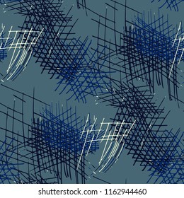 Various Pencil Strokes. Seamless Texture with chaotic Hand Drawn Lines. Trendy Background for Print, Wallpaper, Swimwear. Vertical, Horizontal and Diagonal Strokes. Grunge Vector Texture