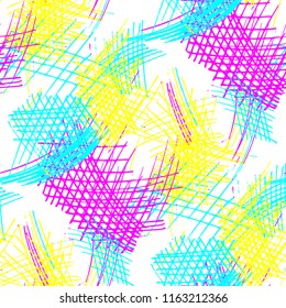 Various Pencil Strokes. Seamless Texture with chaotic Hand Drawn Lines. Modern Background for Calico, Paper, Print. Vertical, Horizontal and Diagonal Strokes. Grunge Vector Texture