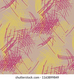 Various Pencil Strokes. Seamless Texture with chaotic Hand Drawn Lines. Modern Background for Textile, Paper, Fabric. Vertical, Horizontal and Diagonal Strokes. Grunge Vector Texture