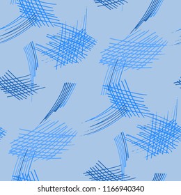 Various Pencil Strokes. Seamless Texture with chaotic Hand Drawn Lines. Modern Background for Chintz, Print, Swimwear. Vertical, Horizontal and Diagonal Strokes. Grunge Vector Texture