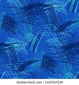 Various Pencil Strokes. Seamless Texture with chaotic Hand Drawn Lines. Trendy Background for Cloth, Dress, Linen. Vertical, Horizontal and Diagonal Strokes. Grunge Vector Texture