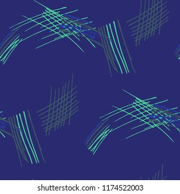 Various Pencil Strokes. Seamless Texture with chaotic Hand Drawn Lines. Modern Background for Curtain, Shirt, Tablecloth. Vertical, Horizontal and Diagonal Strokes. Grunge Vector Texture