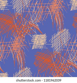 Various Pencil Strokes. Seamless Texture with chaotic Hand Drawn Lines. Vintage Background for Textile, Shirt, Fabric. Vertical, Horizontal and Diagonal Strokes. Grunge Vector Texture